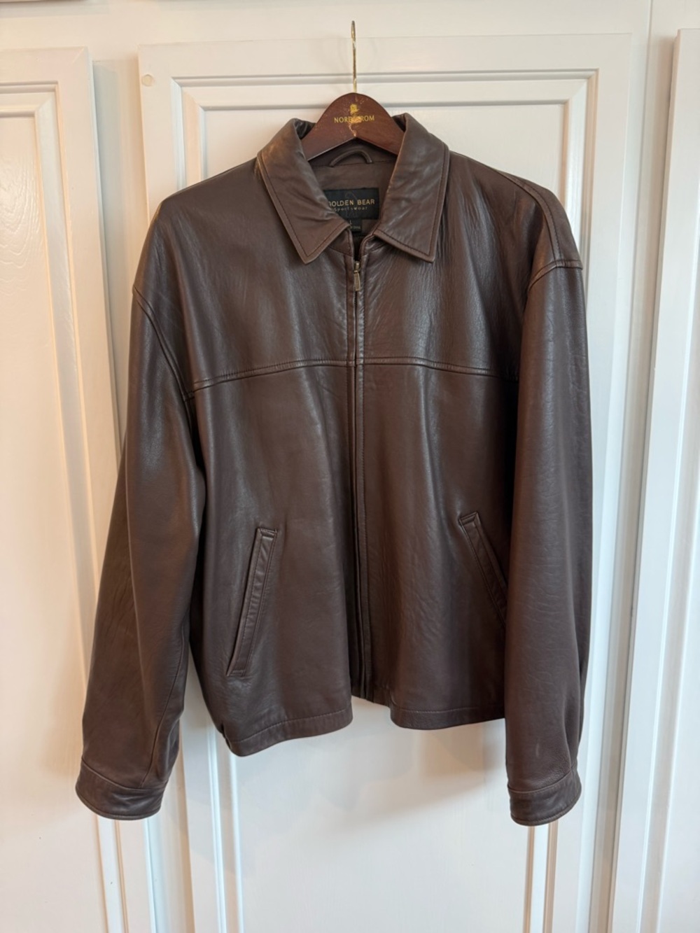 Men's Dark Brown Leather Bomber Jacket